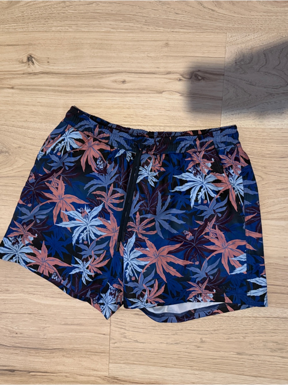 Men's Navy Blue Floral Swim Trunks